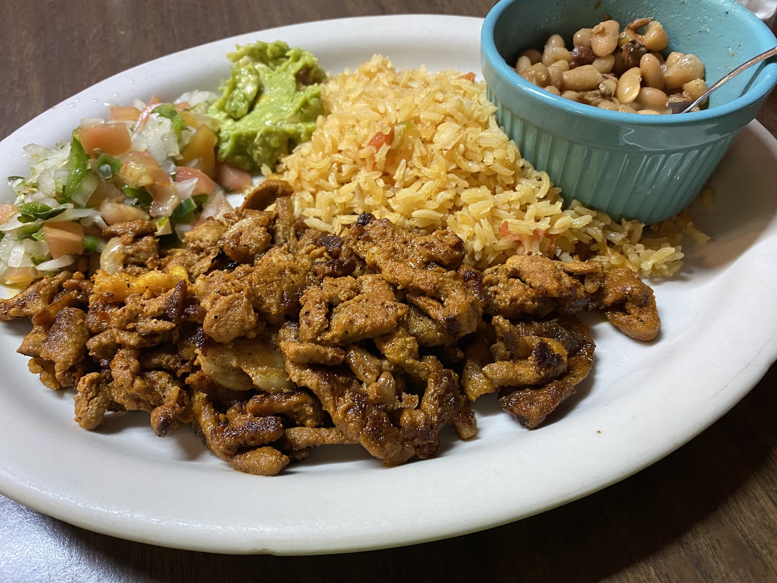 Tex-Mex plate with rice and beans